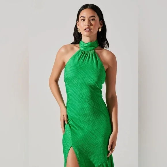 NWT Size S - ASTR The Label Caspia Halter Side-Slit Midi Dress - Picture 3 of 11